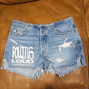 Levis Rolling Loud Collaboration Cut Off Shorts Premium 501 Size 30